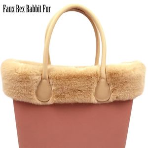 Evening Bags Faux Rex Rabbit Fur Furry Thermal Plush Trims for O BAG Decoration Classic Mini Obag Accesorios Winter Autumn Handlebags 231026