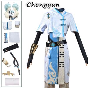 Chongyun Genshin Impact Costume Uniform Outfit Cosplay Chun Yun Wig Halloween Party Fancy Dress for Men Women Anime Game