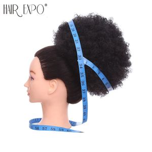 Synthetic s 10inch Short Hair Bun Drawstring tail Afro Puff Chignon pieces For Women Kinky Curly Updo Clip 231025