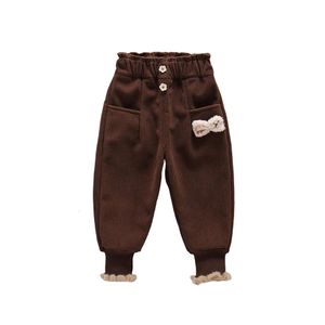 Calças calças para meninas grande arco crianças inverno sweatpants estilo casual criança menina roupas 231025