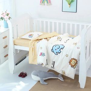 Bedding Sets 3Pcs Baby Set Cotton Bed Linen Quilt Cover Pillowcase Cartoon Pattern Crib ZT50 231026