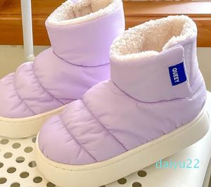 Ned Snow Boots Girls Winter Waterproof Coffee Color Purple Grey High Top Outdoor Wear Wime and Cold Thick Sole Non-halp Par Bomullsskor Män Stövlar Storlek