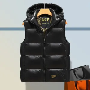 Gilet da uomo Piumino da uomo in oro nero Gilet invernale caldo senza maniche Autunno Casual Gilet addensato antivento Marchio uomo