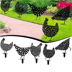 Garden Decorations Chicken Yard Art Creative Placement Rooster Simulation Small Decoration Lawn Card Insertion