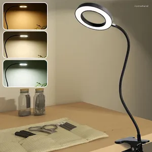 Table Lamps 360 Degrees Flexible Lamp With Clip 3 Colors Modes 10 Brightness Dimming Level USB Rechargeable Reading