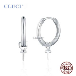 Stud Cluci Women Timeless 925 Sterling Silver Round Dangle Ear Hoop monteringar DIY Pearl Earrings For Party Jewelry SE169SB YQ231026