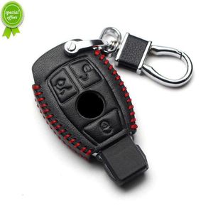 Ny äkta läderbilsnyckelöverdragsnyckelring för Mercedes Benz CLS CLA GL R SLK AMG A B C S klass Remote Holder Accessories