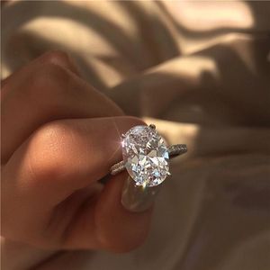 Ręcznie robiona biżuteria 925 Srebrny pierścień Owalny Cut 3CT Diamond C Stone CZ Element Wedding Pierścienie dla kobiet prezent dla kobiet