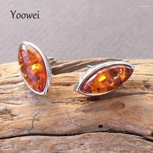 Stud Earrings Yoowei 16 7mm Oval Natural Amber Europe Chic Women Trendy Style Original Jewelry Tiny Girl Gift