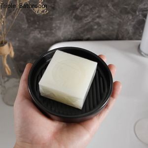 Tvålskålar Nordic Black Ceramics Soap Dish Supplies Hushåll Svålhyllor Badrum Förvaringstillbehör Svålförpackningar 231025