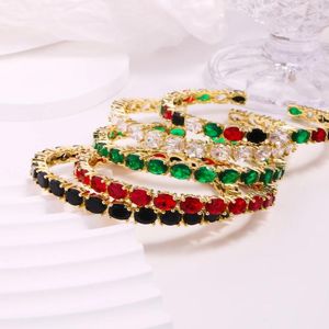 Bangle 5PCS Luxury Geometric Zircon Bracelet Bangles Women Red Green Multicol Crystal Cuff Elegant Wedding Party Statement Jewelry