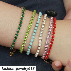Wholesale Custom Women Fashion Jewelry Adjustable Stainless Steel Gold Stone Gemstone Crystal Friendship Tennis Bracelets