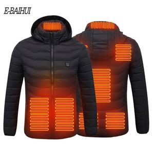 E-BAIHUI Heated Jackets Down Cotton Warm Winter Men Women Cothing USB Electric Heating Hooded Jacket Thermal Coat Fast Ship Asian 3224