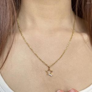 Pendant Necklaces Funny Star For Women Commuting Jewelry Stainless Steel Chain Gold Color Choke Necklace Fashion