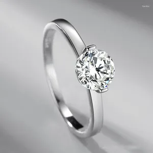 Anéis de casamento estilo coreano moda feminina cor prata banhado platina transparente zircão suave anel de noivado joias românticas