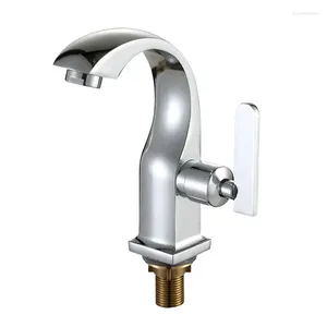 Bathroom Sink Faucets Quick Opening Water Saving Cold Basin Faucet Chrome Single Handle One Hole Deck Mounted Corrosion Resistance Taps