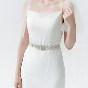 New Bride Belt Waist Chain Pearl Rhinestone Inlaid Hand Sewn Ribbon Wedding Dress Bride Belt