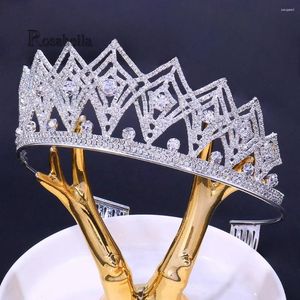 Hårklipp rosabella europeiska fancy glamorösa kristallkronor tiaras kubiska zirkoniumhuvudbonad brud pekband bröllop headress