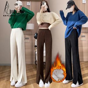 Calças femininas capris mulheres cintura alta roupas de inverno para calças streetwear outono moda coreana calças flare roupas quentes 231025