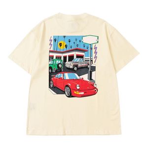 Maglietta da auto unisex primavera estate 21s USA invecchiata Vintage Tee Skateboard Uomo Donna High Street Fashion Maglietta Hip Hop Nuovo Color215F