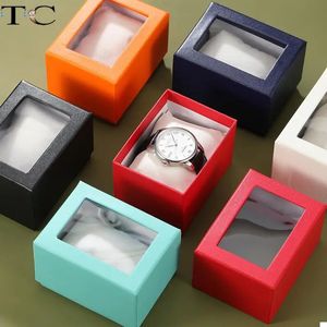 Tillbehör Förpackningsarrangörer Watch Box Jewelry Store Storage Gift Armband Fönster Öppning 231025