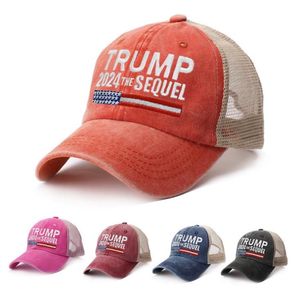 5 kolorów Trump Hats 2024 Biden Summer Net Peak Cap USA Wybory prezydenckie czapki baseballowe umyte bawełniane słoneczne kapelusz DB652