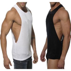 Men Bodybuilding Sexy Tank Top Fitness Sleeveless Vest Shirt White Black Muscle Whole Tops Solid Male Cotton Fashion2711