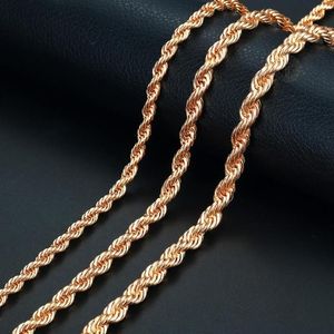 Pendanthalsband 585 Rose Gold ed Rope Link Chain Halsband 5mm 6mm 7mm för kvinnor Män mode smycken tillbehör CNM02241M