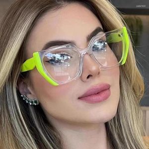 Óculos de sol Yooske Polygon Óculos Quadro Moda Anti Luz Azul Óculos Mulheres Homens Transparentes Miopia Óculos Decoração Eyewear