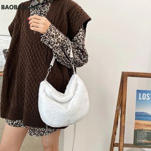 Evening Bags Women's Shoulder Bag Winter Fur Bag Plush Handbag Messenger Bags Faux Fur Soft Warm Chain Crossbody Female Bag Fluffy Bag 231026