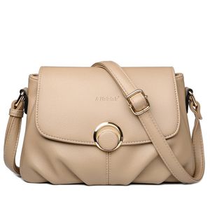 Evening Bags Simple Ruched Bag Solid Color Messenger Leather Handbags Crossbody Bags Women Travel Handbag Shoulder Ladies Flap Bag Sac A Main 231026