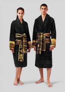 Casacos de algodão das mulheres dos homens roupão sleepwear longo robe designer carta impressão casais sleeprobe camisola inverno quente unisex pijama
