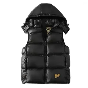メンズベスト2023秋のファッションメンズノースリーブジャケット高品質の厚いベストフード付き暖かい冬のウエストコートカジュアル服
