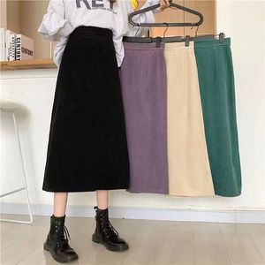 Skirts Xpqbb Korean Fashion Corduroy Ladies Autumn Winter Casual High Waisted Women College Style Loose A Line Skirt Girl 231025