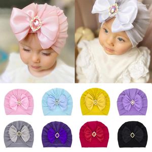 Hüte, niedliche glänzende Babymützen, große Schleife, Turban, Haarschleife, Strass-Kopfwickel für geborene Kinder, Ohrenabdeckung, Kleinkind-Mütze