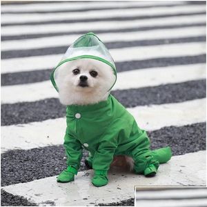 Dog Apparel Raincoat Outdoor Pet Jumpsuit Rain Coats Waterproof Clothes Jacket Boots Shoes For Small Cat Chihuahua S-Xldog Drop Deli Dhhqu