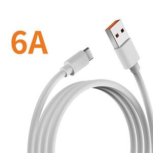 66W 6A Super Fast Charging Cable Type C Orange Interface Telefonladdningsladd för Huawei Xiaomi Oppo Vivo Laddningstråd PC ABS Dålig material Fast Data Line