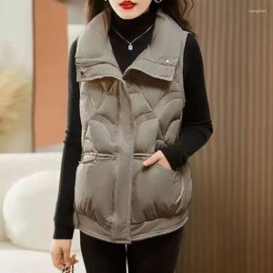 Women's Vests Autumn Winter Down Cotton Vest Ladies 2023 Short Stand-up Collar Warm Sleeveless Parkas Waistcoat Tops Female Jacket