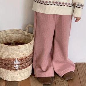 Trousers Winter Kids Solid Color Thicken Warm Straight Girls Fleece Lining Loose Casual Pants