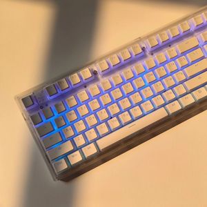 キーボードMaimooo Pudding Keycaps PBT OEMロシアの機械式キーボード用ロシアの透明なバックライトホワイトピンクブラック87 TKL 104 108 ISO 231025