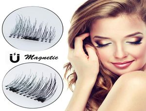 Nya återanvändbara magnetiska ögonfransar Handgjorda svart fibermakeup Falskt ögonfransförlängning Ögon smink tillbehör 1 par6853681