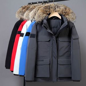 Designer masculino casaco fofo jaqueta canadá inverno para baixo tendência superior moda parka impermeável à prova de vento qualidade tecido grosso xale cinto ajtl