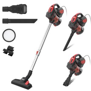 INSE Corded Vacuum Cleaner, 600W Corded 18000Pa Powerful Corded Stick Vacuum, 6-in-1 Versatile Handheld Vacuum Cleaner for Home Pet Hair --- I5 Red