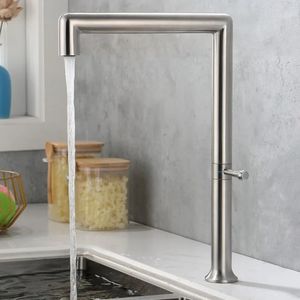 Kitchen Faucets Brushed Stainless Steel Sink Faucet WhiteBrushed GoldGunmetalRose Gold And Cold Mixer Rotatable Tap 231026