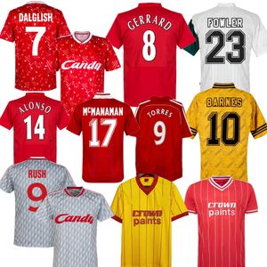 DALGLISH Retro Soccer Jerseys Gerrard 2005 Istanbul ALONSO 10 11 Vintage Football Shirts McMANAMAN 93 95 96 97 98 FOWLER 82 89 91 RUSH 85 86 TORRES 06 07 08 Classic Kit