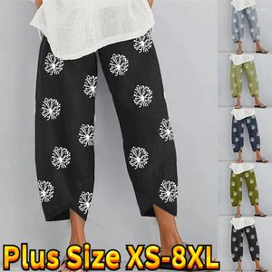 Calças femininas casuais bezerro streetwear respirável praia verão algodão chinês harem XS-8XL