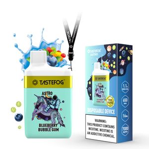 100% оригинал Tastefog Astro 7000 Puff Одноразовая ручка для вейпа 2% 16 мл 650 мАч 10 Flaovr с бесплатным ремешком Оптовая продажа с фабрики