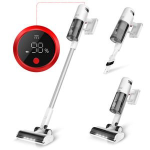 Aspirador de pó sem fio INSE 30kPa, aspirador de pó potente 6 em 1 com display LED, tempo de execução máximo de 60 minutos, aspirador de pó com motor sem escova de 450 W - V120 branco