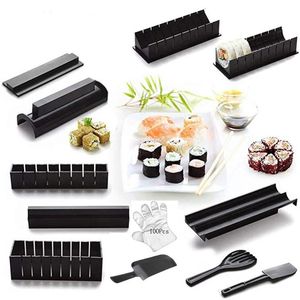Sushi Tools Maker 12 Pieces Kit Conjunto de plástico de ferramentas de cozinhaSushi SetSushi MoldRice Ball Cake Roll Mold 231026