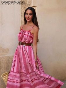 Basic Casual Dresses Crochet Suspender Dress For Women Summer Embroidery Tassel Pink Sleeveless Slip Elegant Dresses Lady Vacation U Neck Robe T231026